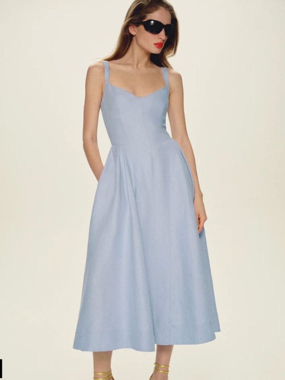 NWOT Reformation Birdie Linen Dress size 6 in Cloud Blue
